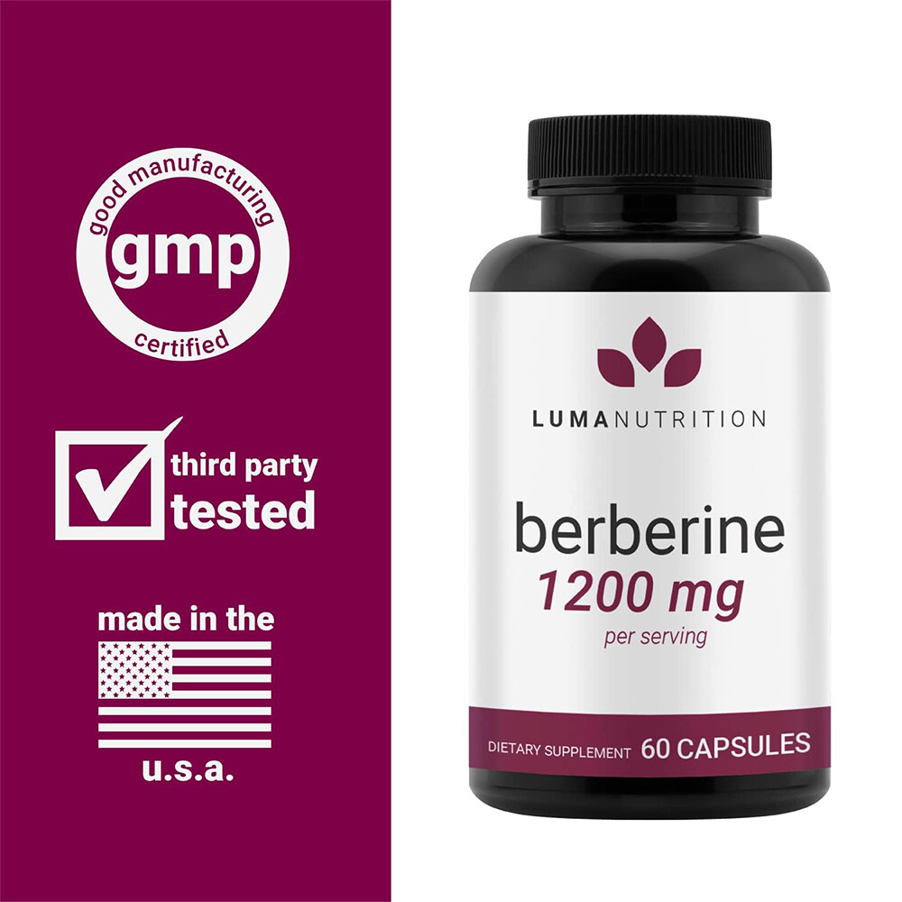 Premium Berberine HCL Extract 1200mg, Healthy Cholesterol, Anti-inflammatory