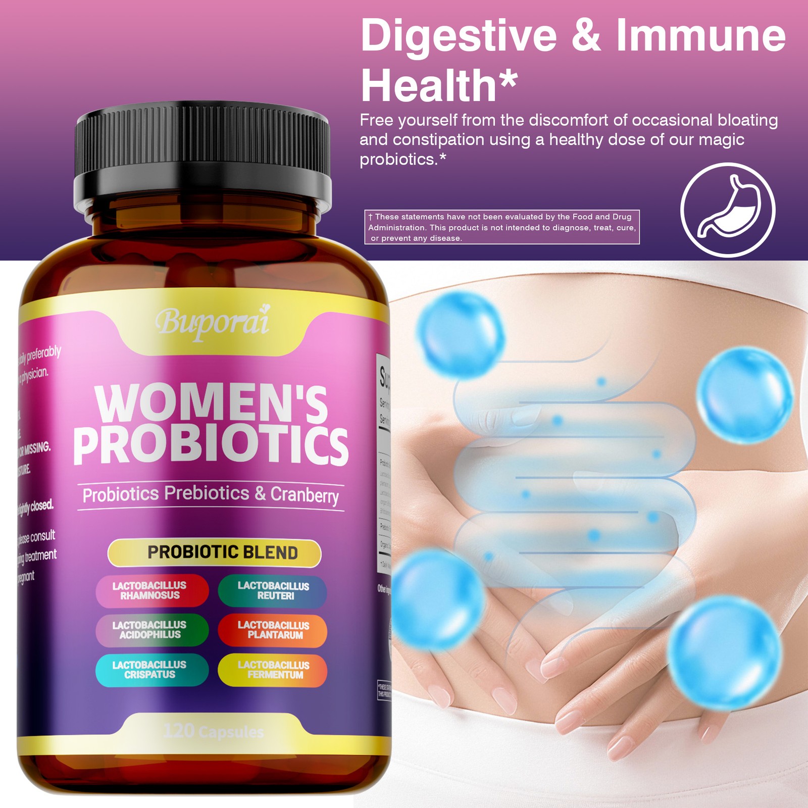 Women’s Probiotics 120pcs-Balances Flora, Promotes Intestinal and Overall Health