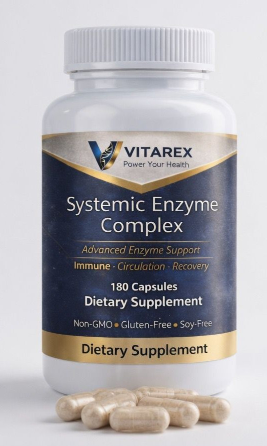 Immune Support Vitarex Systemic Enzyme Complex 180 Caps High Potency Recovery