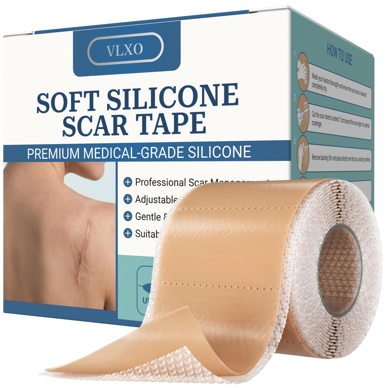 Vlxo Silicone Scar Tape Roll 60 X 1.6 For Surgical C-Section Scars
