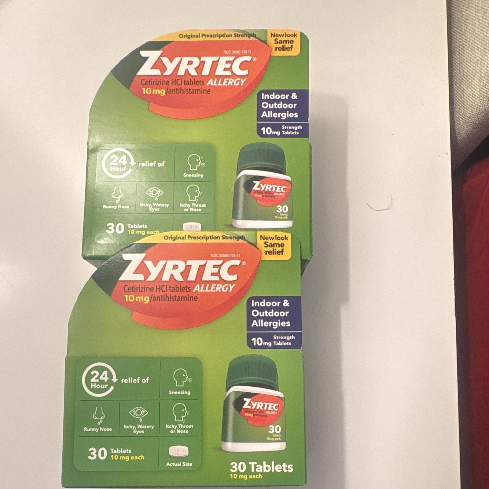 *LOT OF 2* Zyrtec Allergy Relief 10mg Tablets – 30 Count *EXP 03/2028