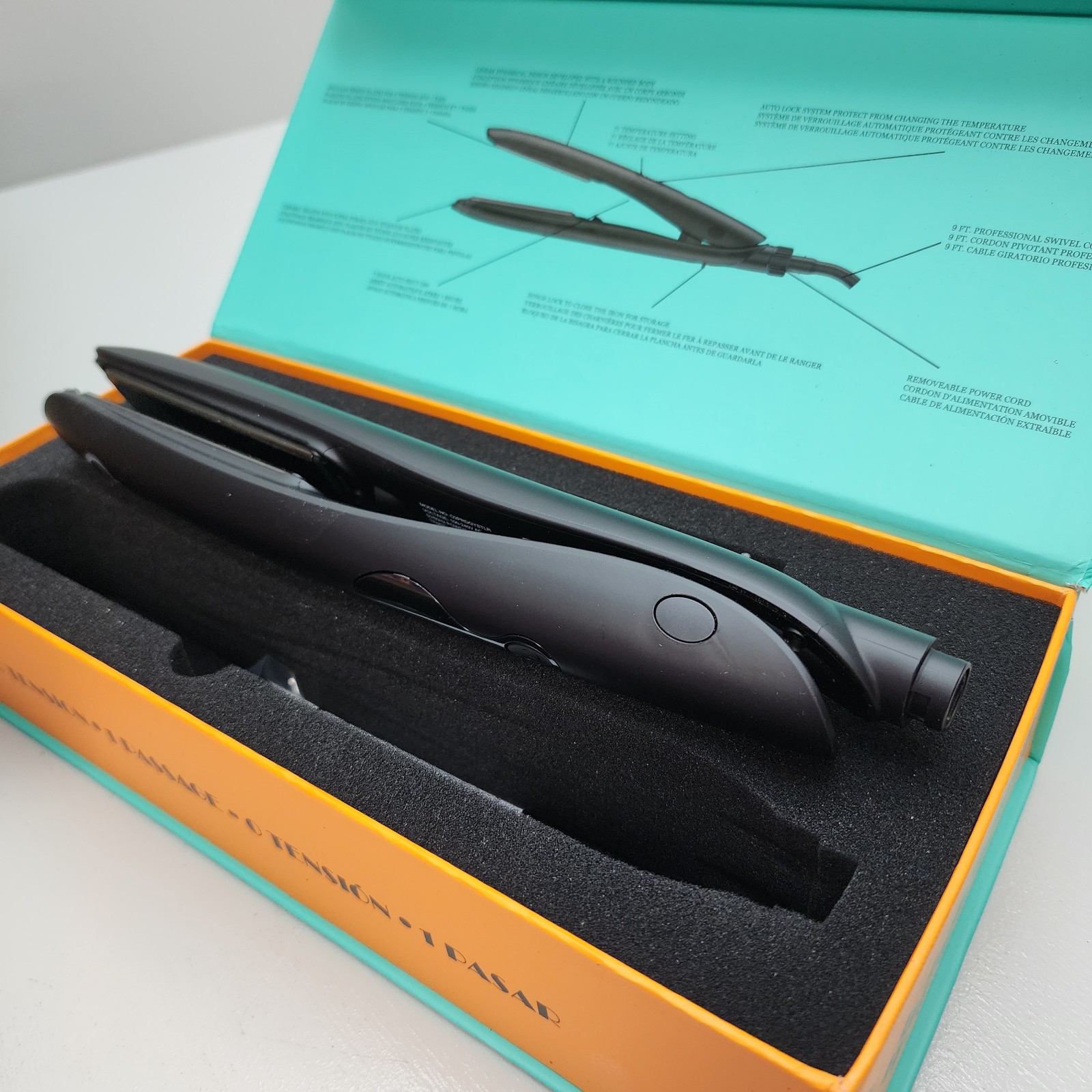 Titanium Ceramic Styler Flat Iron by O2 Prodigy – Detachable Cord, Digital Disp