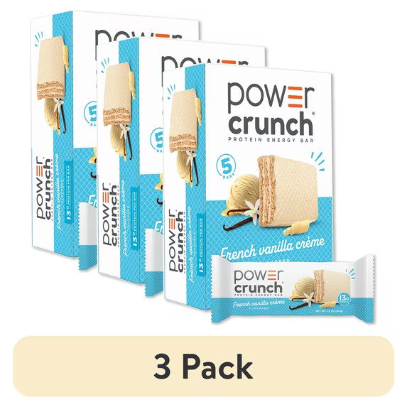 Power Crunch 3 Pack Protein Energy Bars Vanilla Cream 5 Count 1.4 Oz