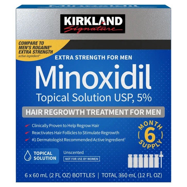 Kirkland Minoxidil 5% Hair Regrowth Treatment Men 6 Month Supply 6x60mL