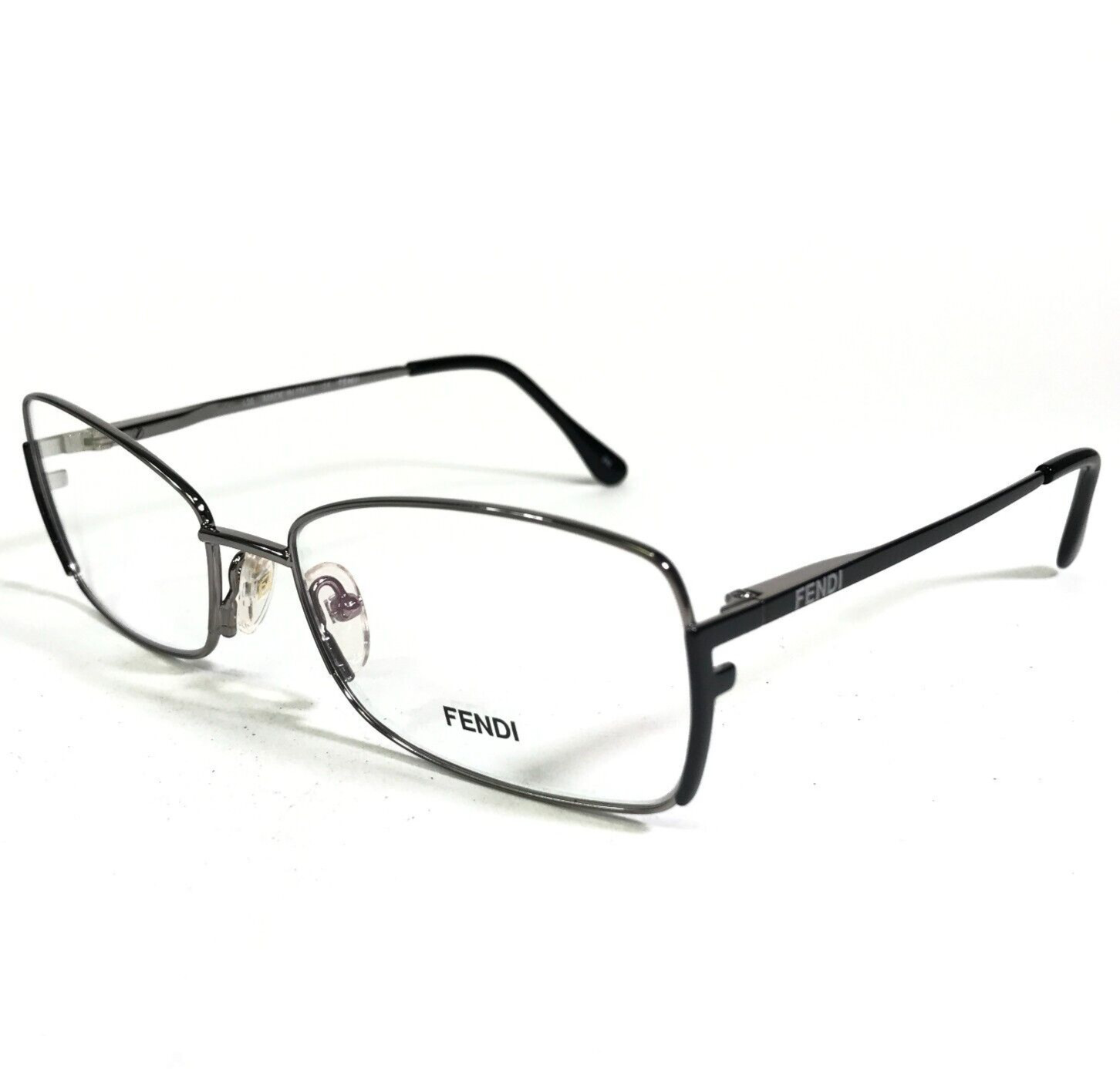Fendi Eyeglasses Frames F959 730 Shiny NIckel Dark Silver Cat Eye 54-16-135