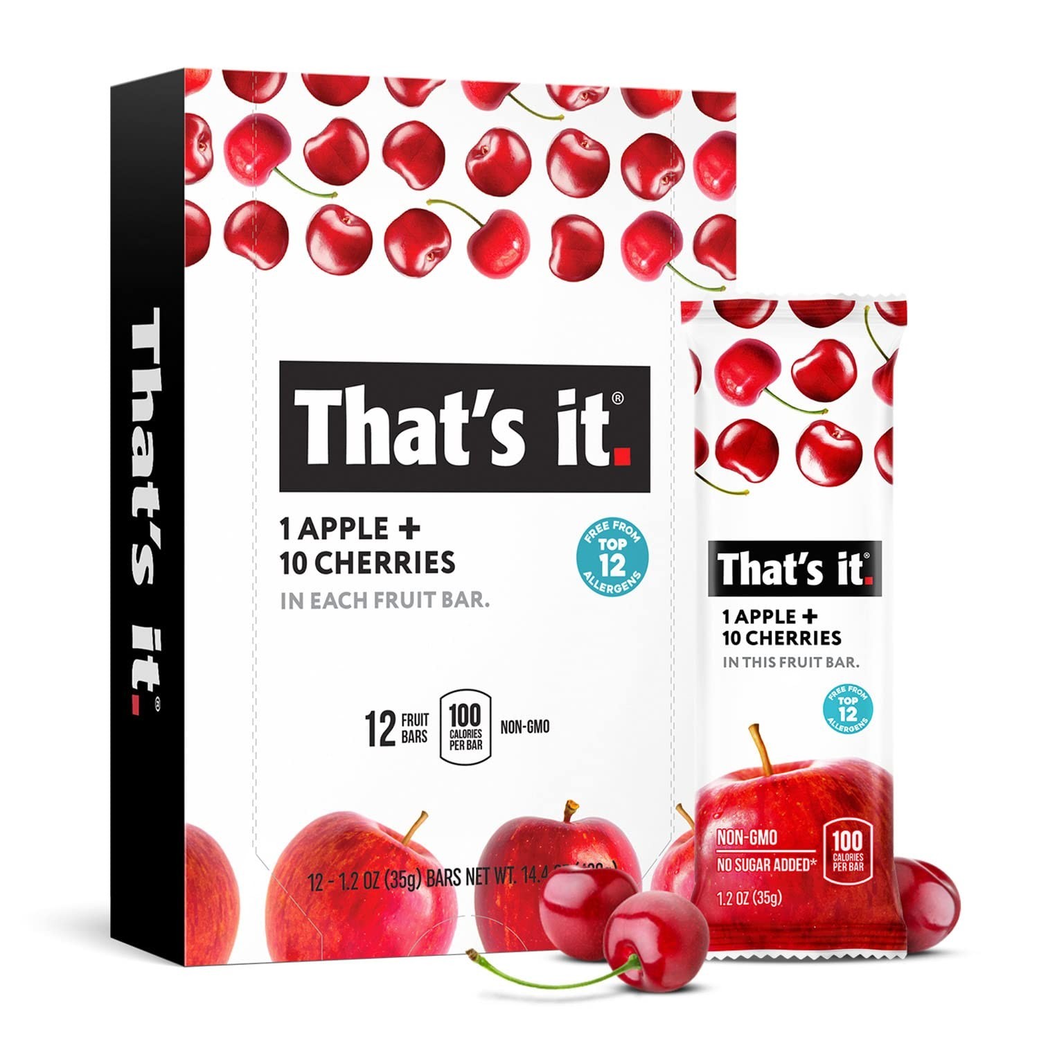 That’s it. Apple + Cherry 100% Natural Real Fruit Bar, Best High Fiber (12 Pack)