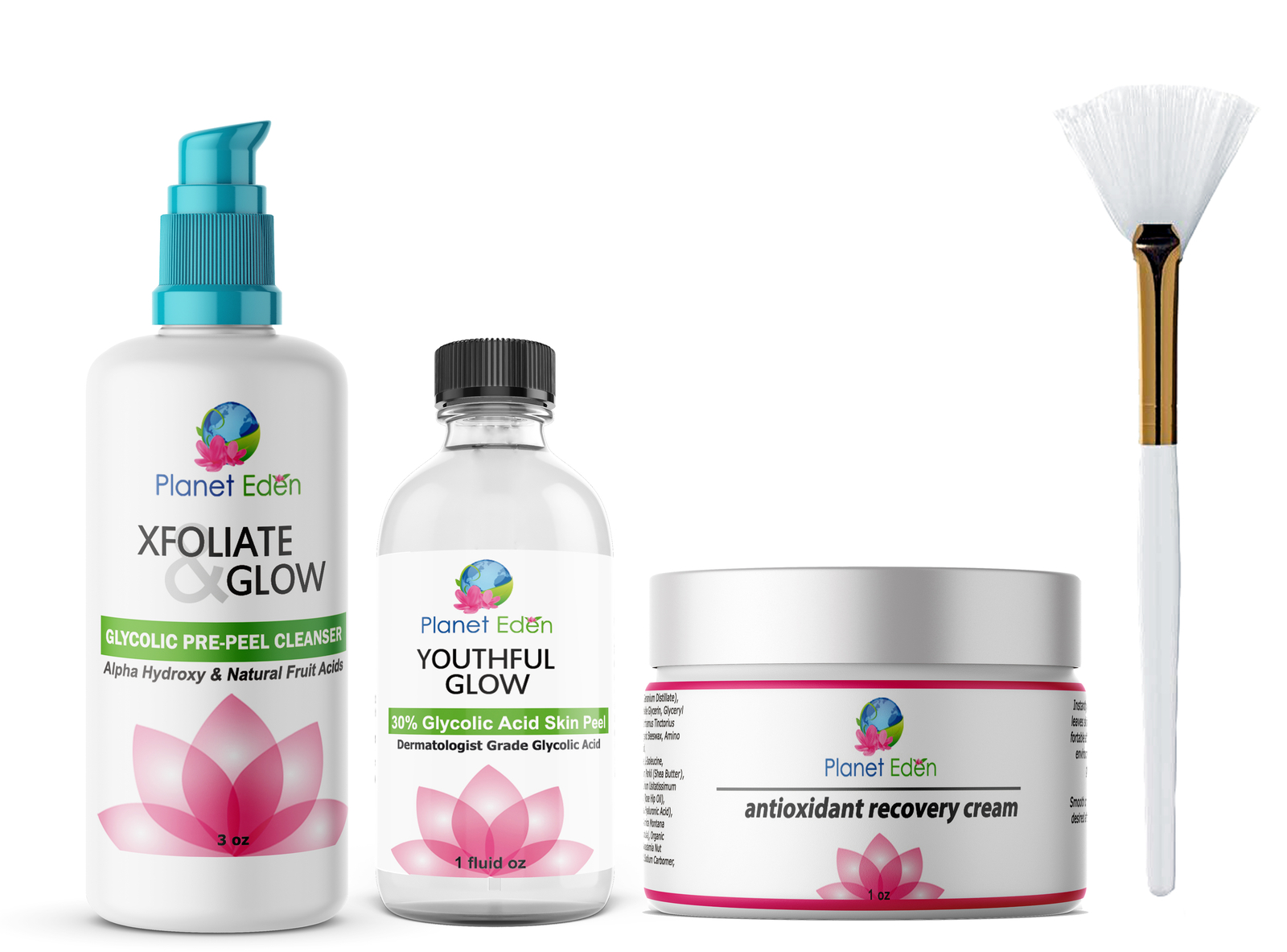30% Glycolic Acid Skin Peel Kit + Glycolic Cleanser + Recovery Cream + BRUSH