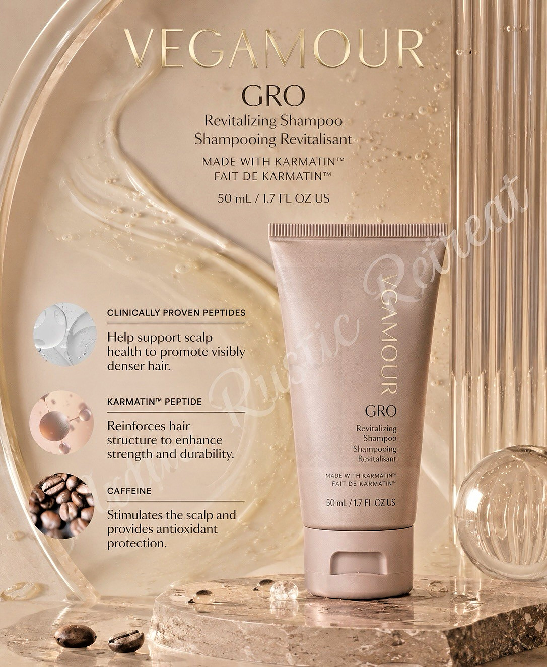 VEGAMOUR -GRO Revitalizing Shampoo & Conditioner for Thinning Hair- 1.7 fl oz ea