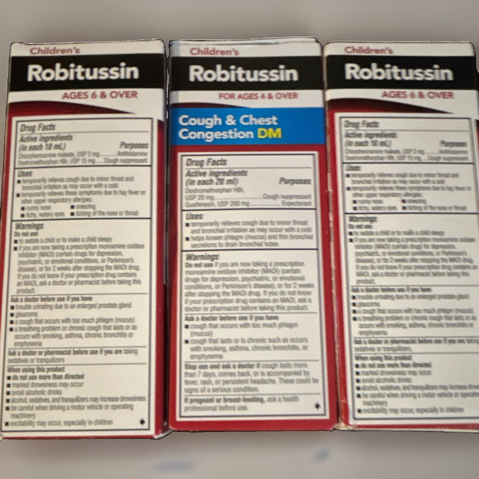 Robitussin Children’s Cough Syrup Lot 3! 4 fl oz Cold/DM/Night Exp 2027-2028