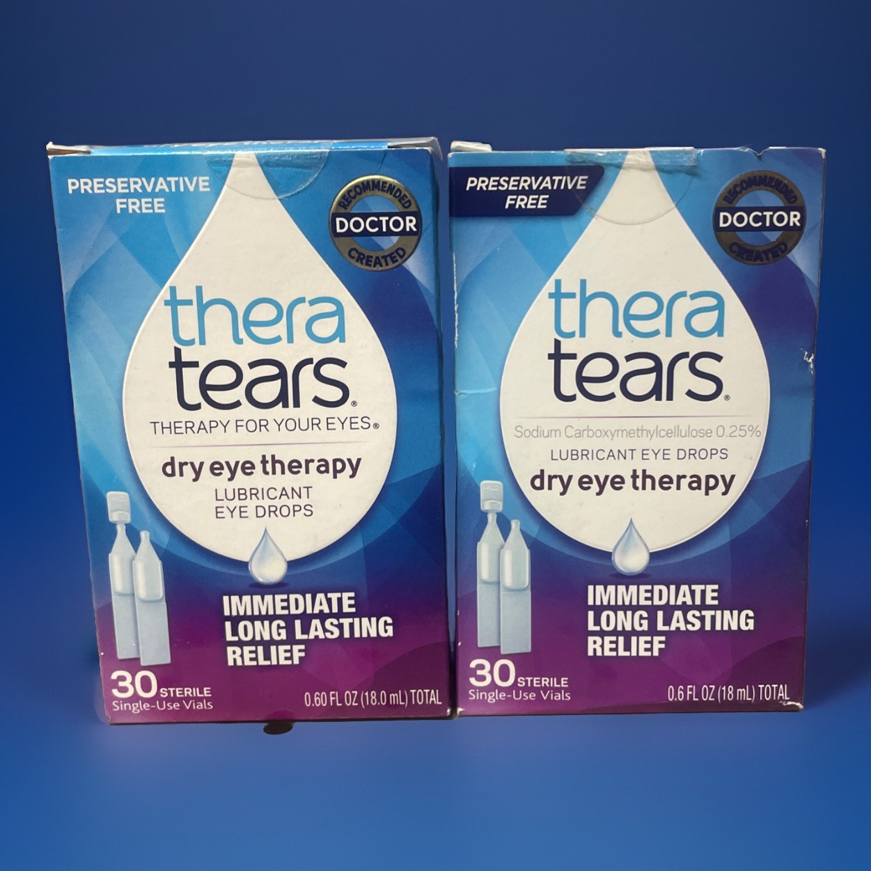 TheraTears Dry Eye Therapy Lubricant Eye Drops 30 Sterile Vials 12/2026+ 2 Boxes