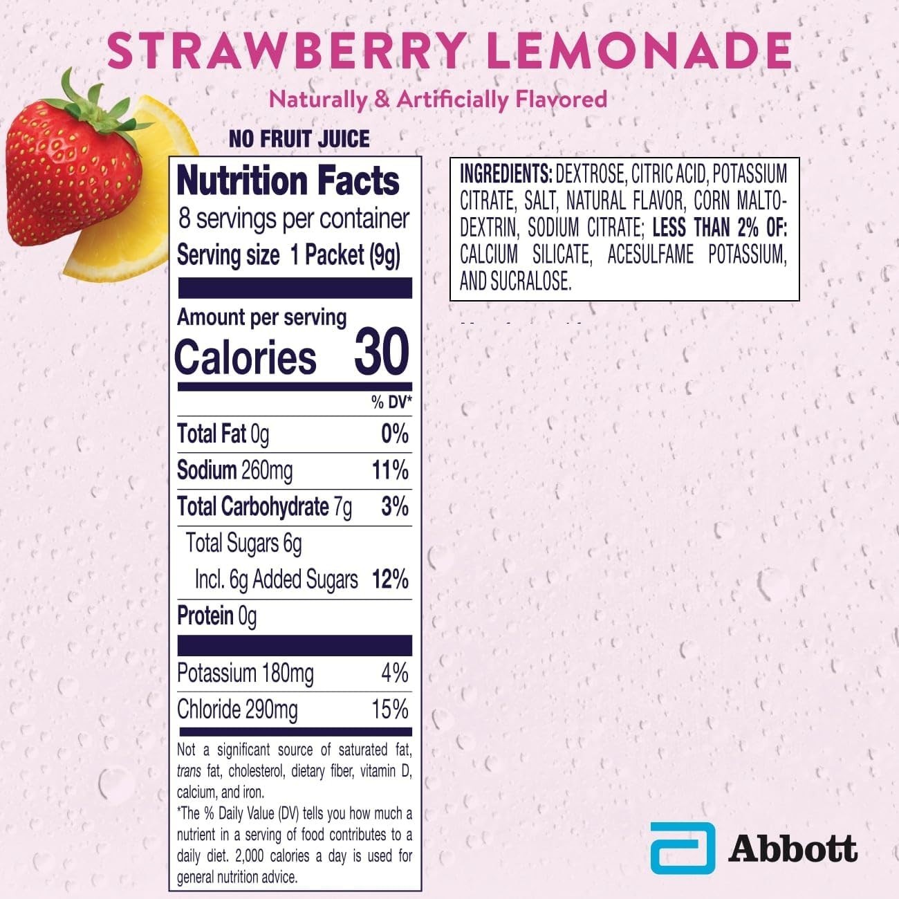 Dye-Free Electrolyte Powder – 8 Pack Strawberry Lemonade Hydration for All Ages