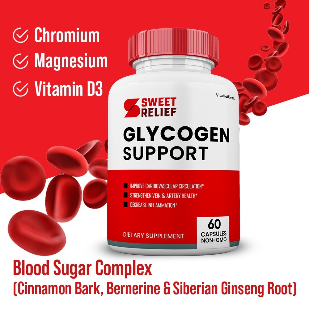 Sweet Relief Glycogen Control Capsules, Blood Vessel Supplement (2 Pack)