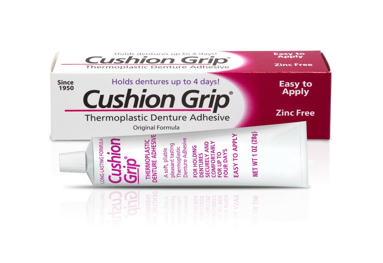 Cushion Grip Thermoplastic Denture Adhesive 1 Oz – 100% Waterproof & Zinc Free