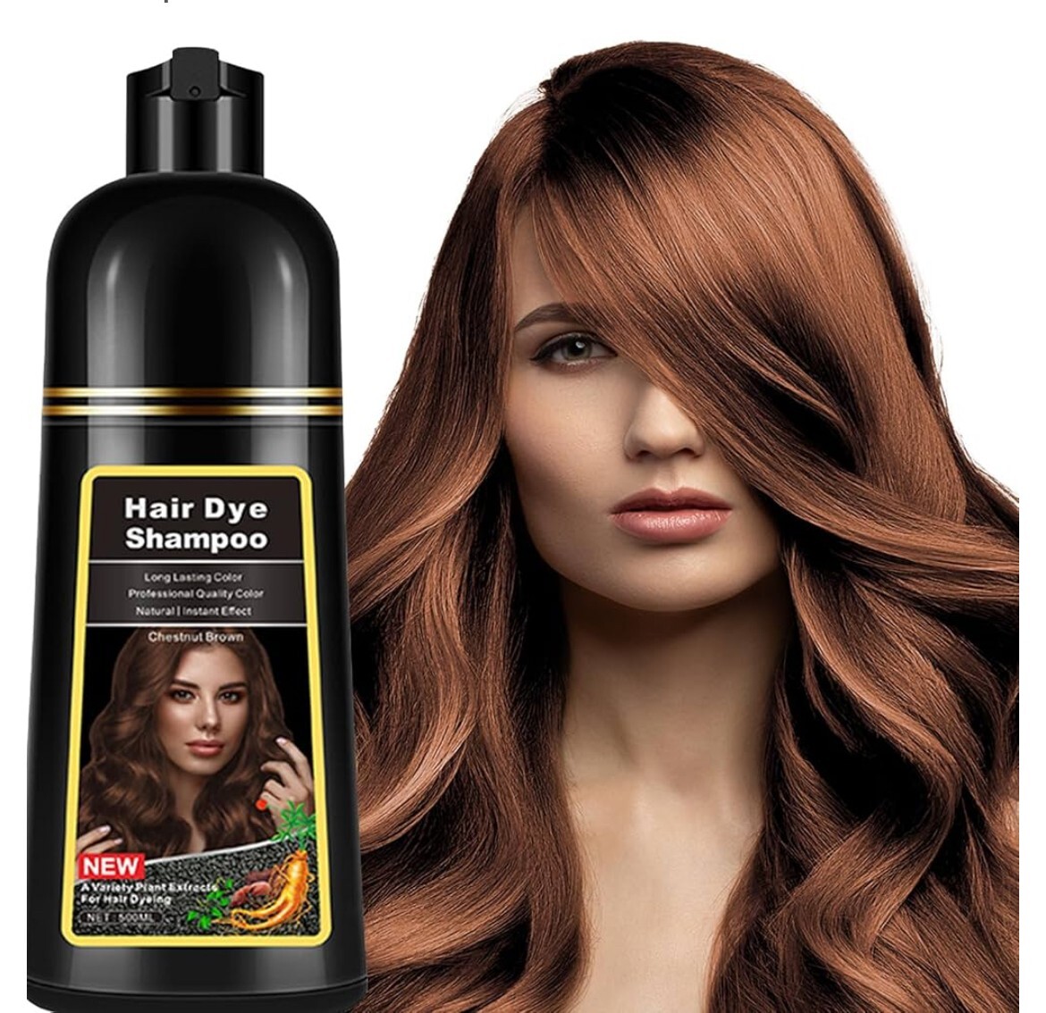 Black, Dark Brown Hair Dye Shampoo Instant 3 in 1 +100% Grey Coverage NEW SEALED