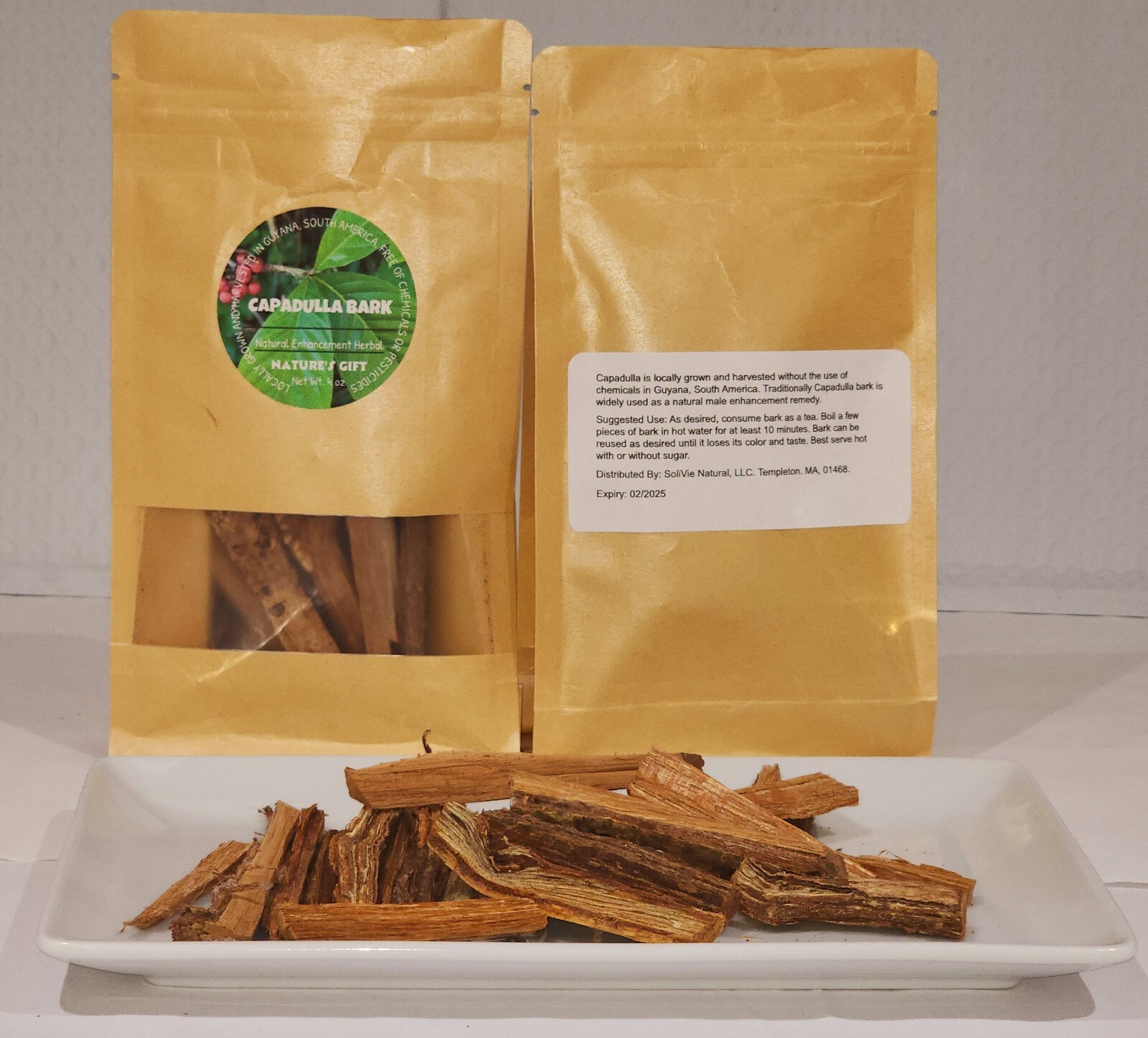 CAPADULLA BARK, Locally Grown and Harvested in South America. Net Wt. 4 oz