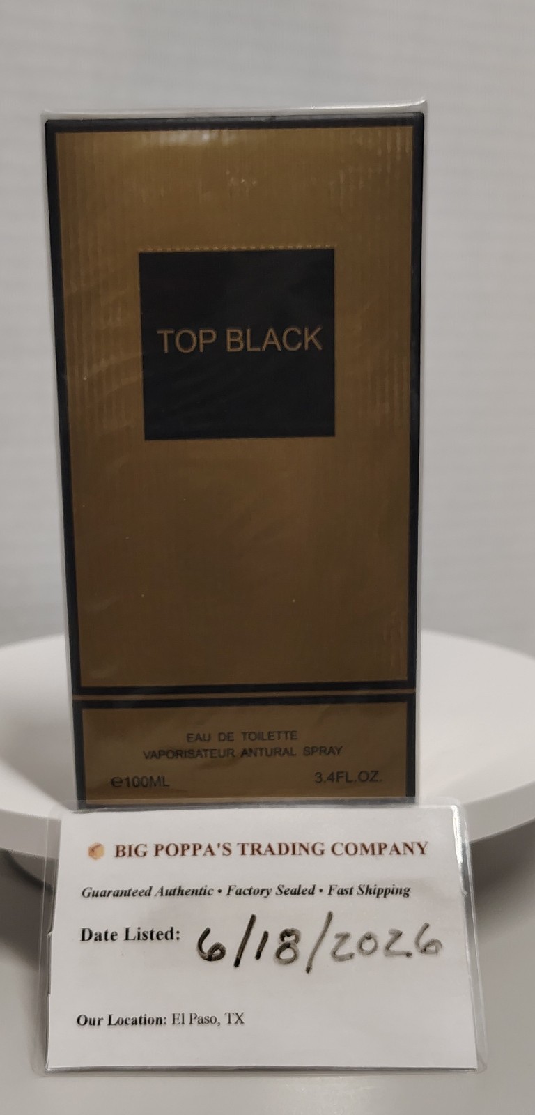 Top Black Cologne Men 3.4oz EDT Spray EBC New Sealed Fresh Dark Amber Warm