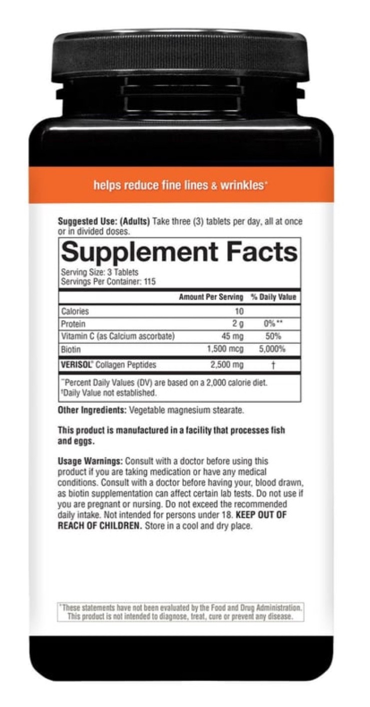 NEW Youtheory Collagen Concentrated Effect Verisol Biotin exp 11/27 345 tab.