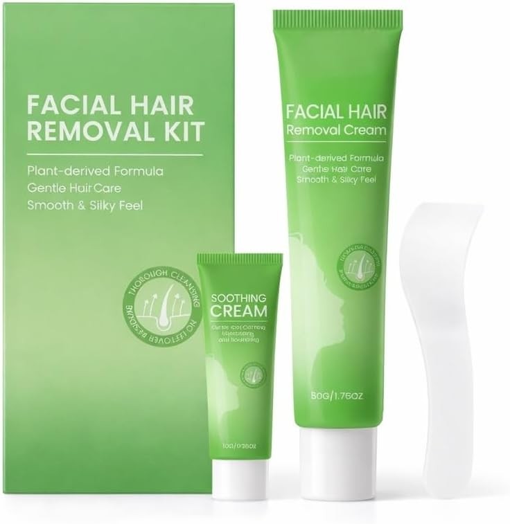 Facial Hair Removal Cream Kit for Women with Scraper, Upper Lip & Chin, 60g