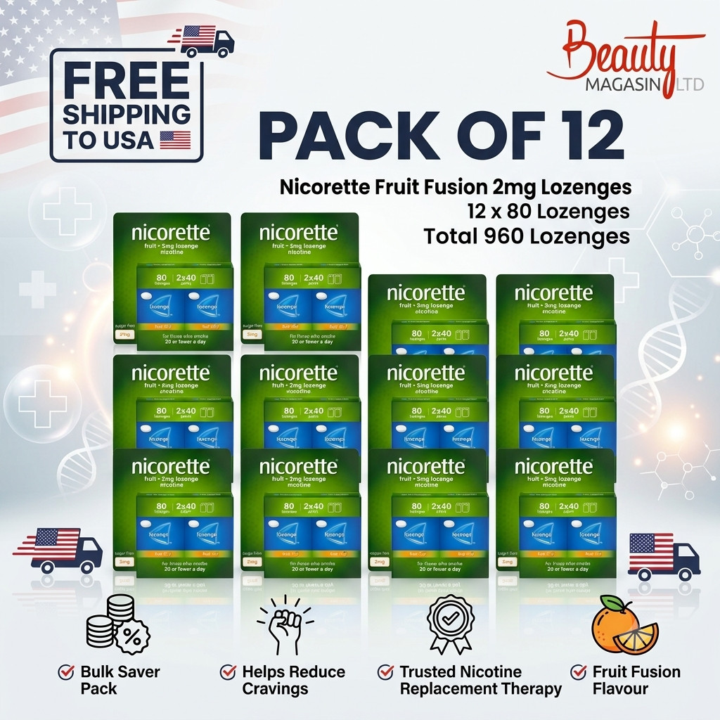 12 x Nicorette Fruit fusion 2mg Lozenge 80s – 960 Lozenge FREE SHIPPING TO USA