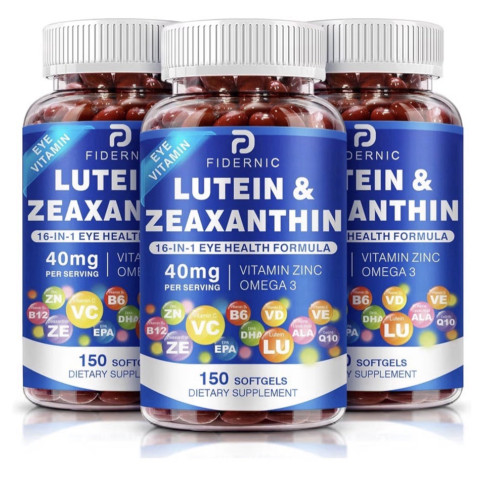 3 Pack FIDERNIC Lutein and Zeaxanthin AREDS 2 Eye Vitamin Mineral Supplement