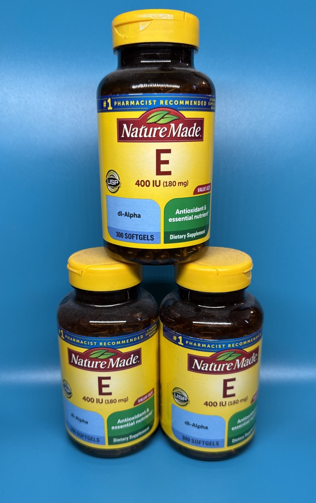 NATURE MADE Vitamin E 180 mg (400 IU) dl-Alpha Antioxidant 300 Count X3 08/2029