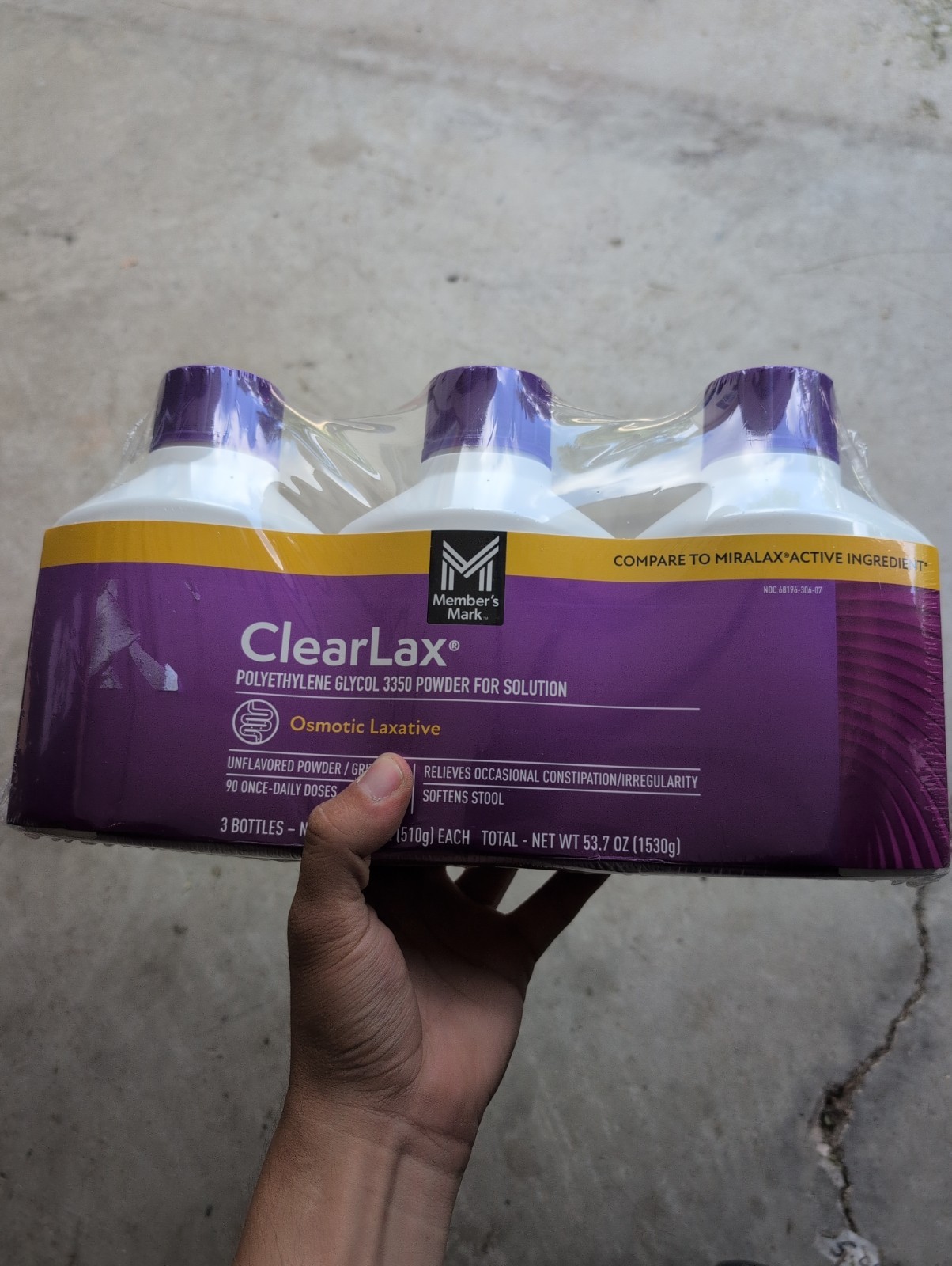 Member’s Mark 3 x17.9oz ClearLAX Osmotic Laxative Polyethylene Glycol Exp 1/2028