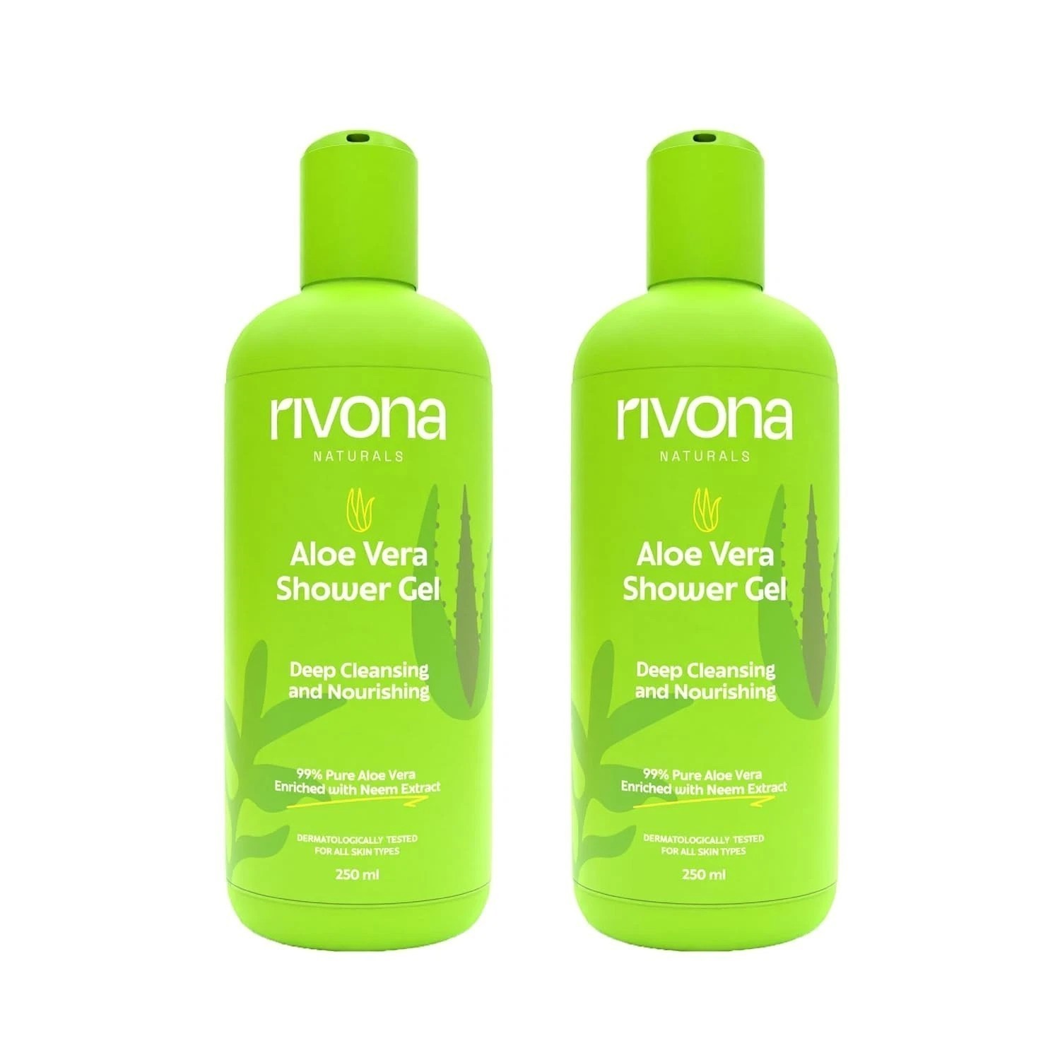 Rivona Naturals Aloe Vera Shower Gel For Skin And Hair 250ml Each Pack Of 2