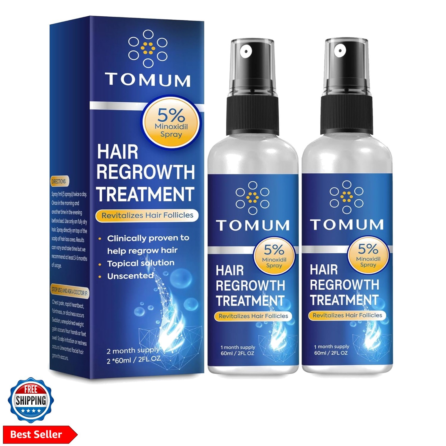 Minoxidil for Men and Women Hair Growth: 5% Minoxidil Topical Spray Hair Regr…