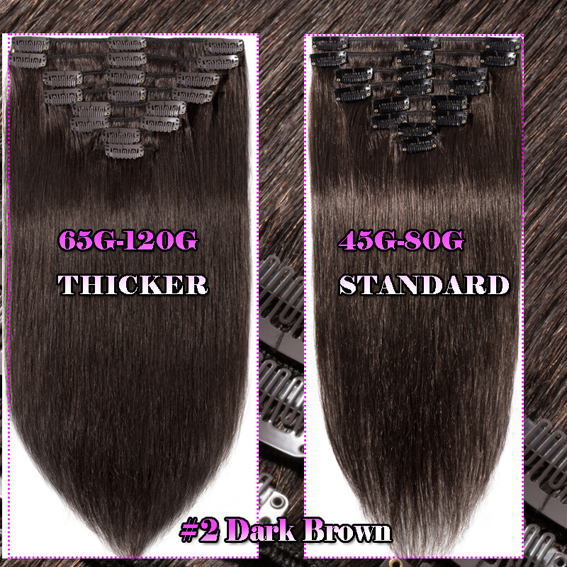 S-noilite Double Drawn 8pcs Clip in Remy 100% Human Hair Extensions Mix Color NH