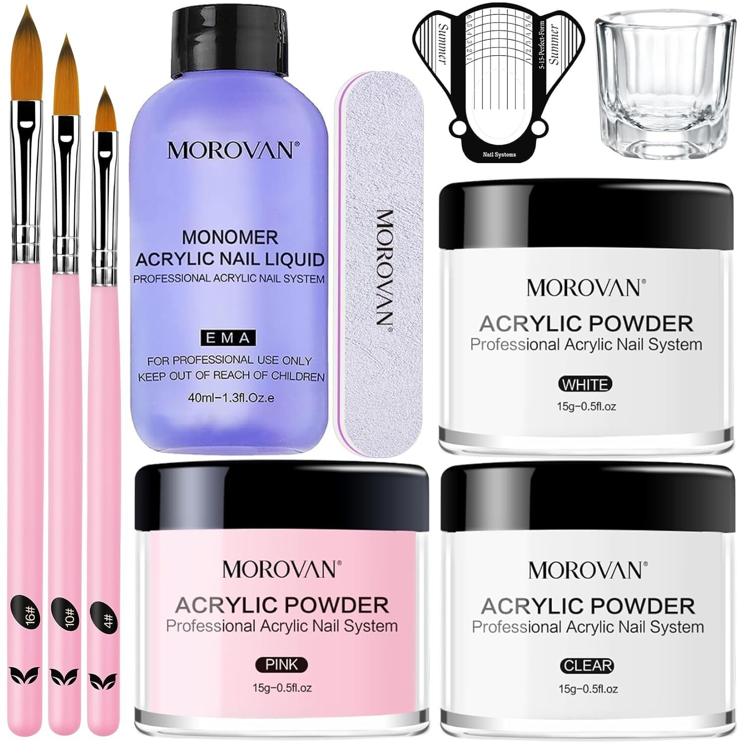 Acrylic Nail Kit for Beginners Acrylic Powder and Liquid Nails Brush Acrylic Set
