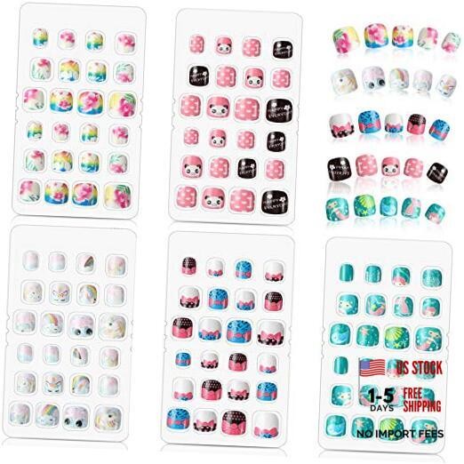 120 Pieces Kids Press on Nails Children Fake Artificial Nails Girls Little Girl