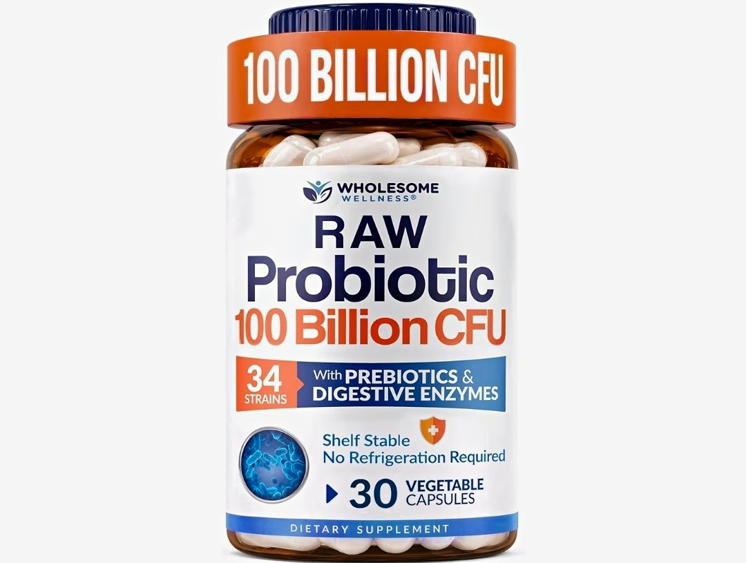 Wholesome Wellness RAW Probiotic 100 Billion CFU 34 Strains 30 Caps Vegan