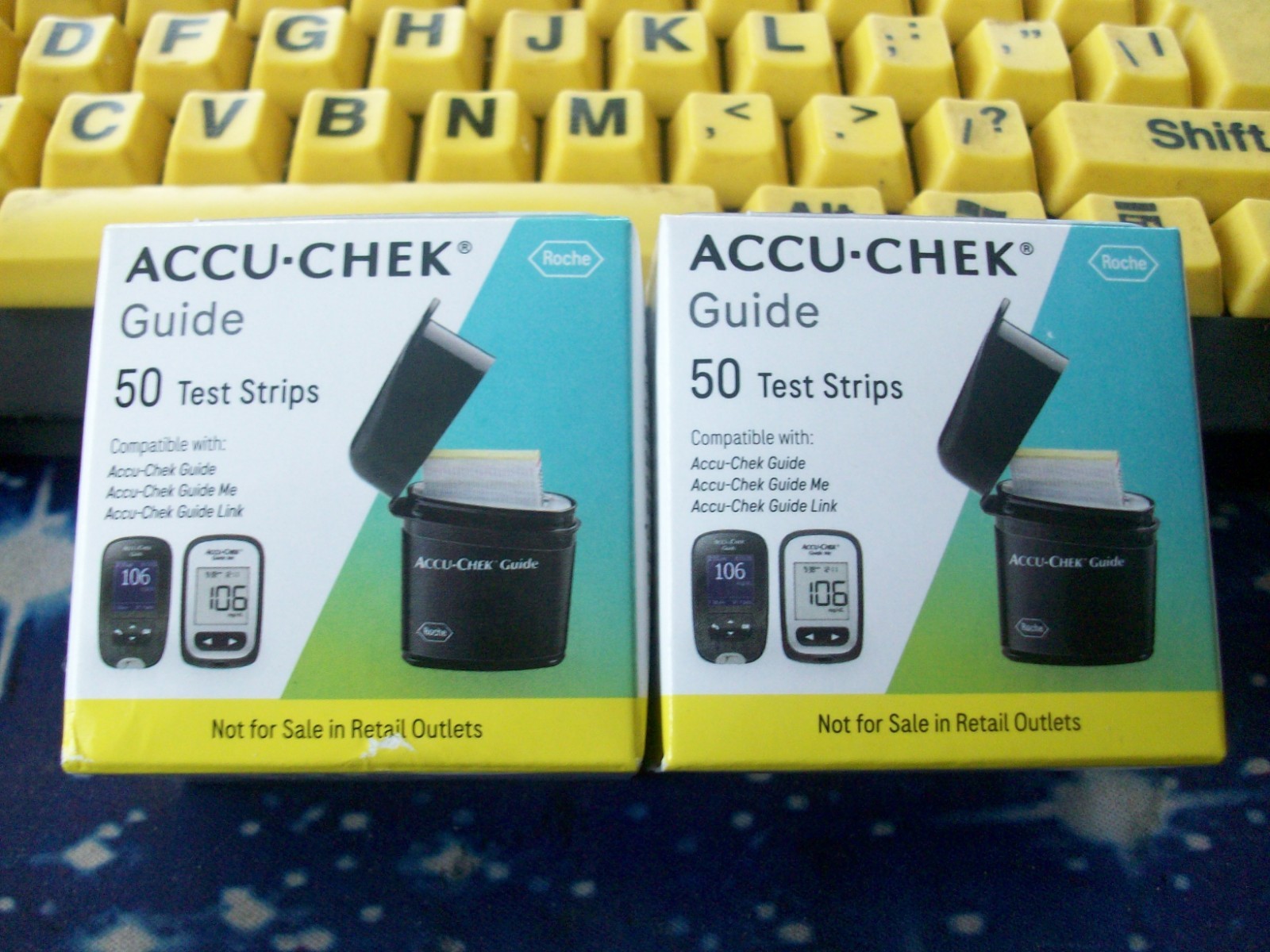 100 ACCU-CHEK GUIDE 2 BOXES OF 50 TEST STRIPS, EXP 4 & 5-2027, GOOD SEALED BOXES