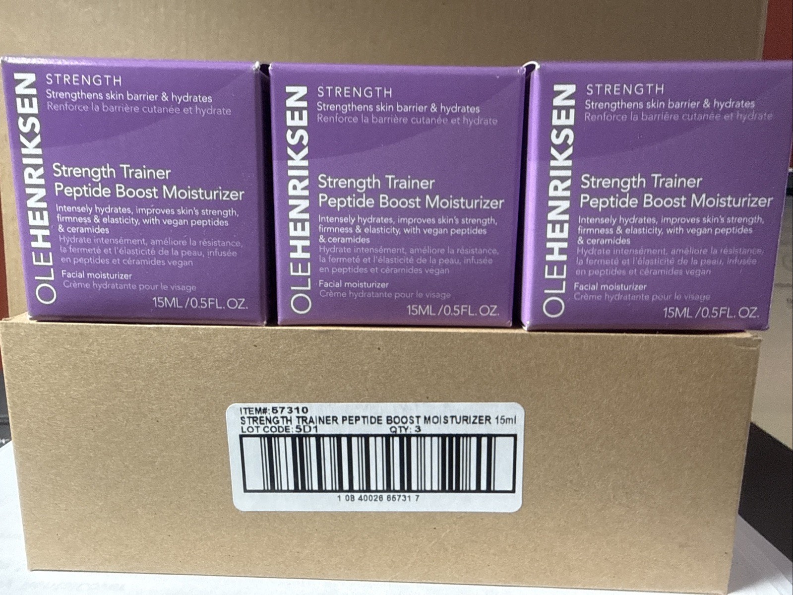 3-PACK Ole Henriksen Strength Trainer Peptide Boost Moisturizer , 0.5 FL OZ NIB