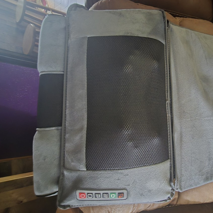 Heated Vibrating Massage Cushion for Back & Neck, Corded Electric, Gray/Black