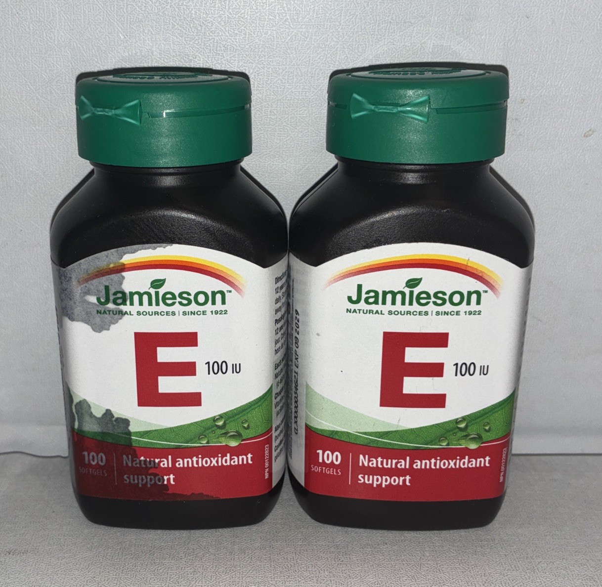Lot Of 2- Jamieson Vitamin E 100 IU, 100 softgels Each/ Exp 09/2029