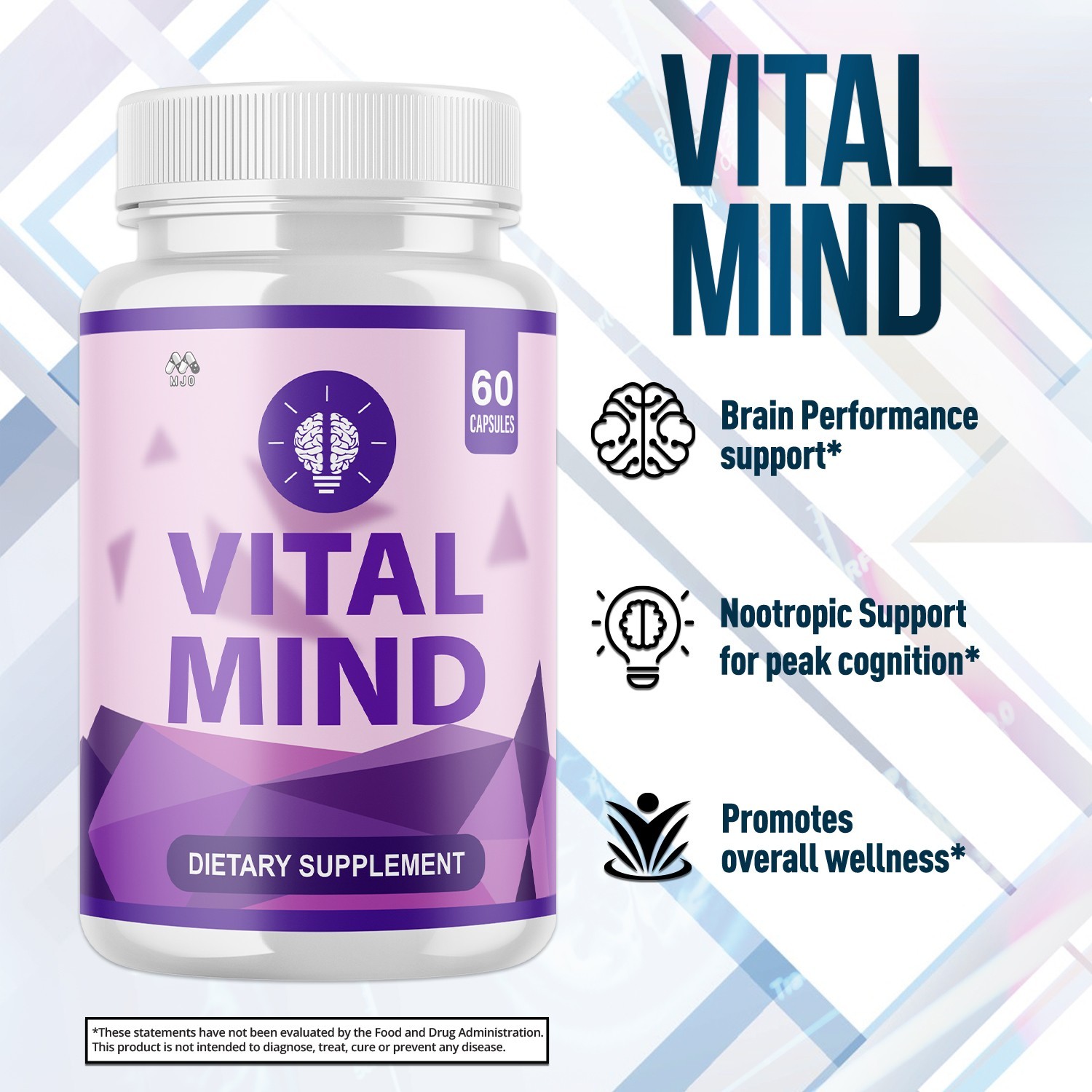 (2 Pack) Vital Mind Advanced Nootropic Brain Support Max Supplement 120 Capsules