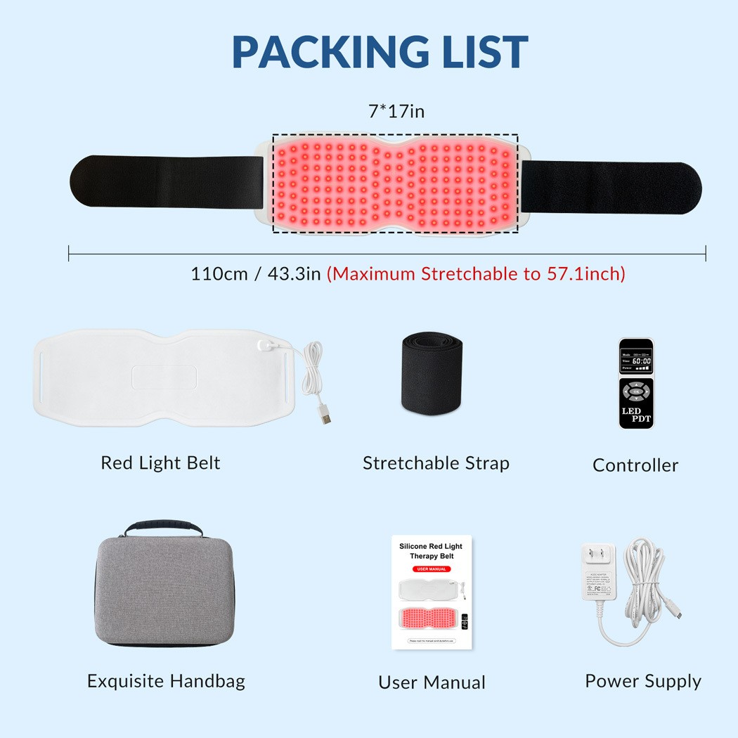 Home Use Red Light Therapy Belt 660nm 850nm 940nm for Human and Pets Pain Relief