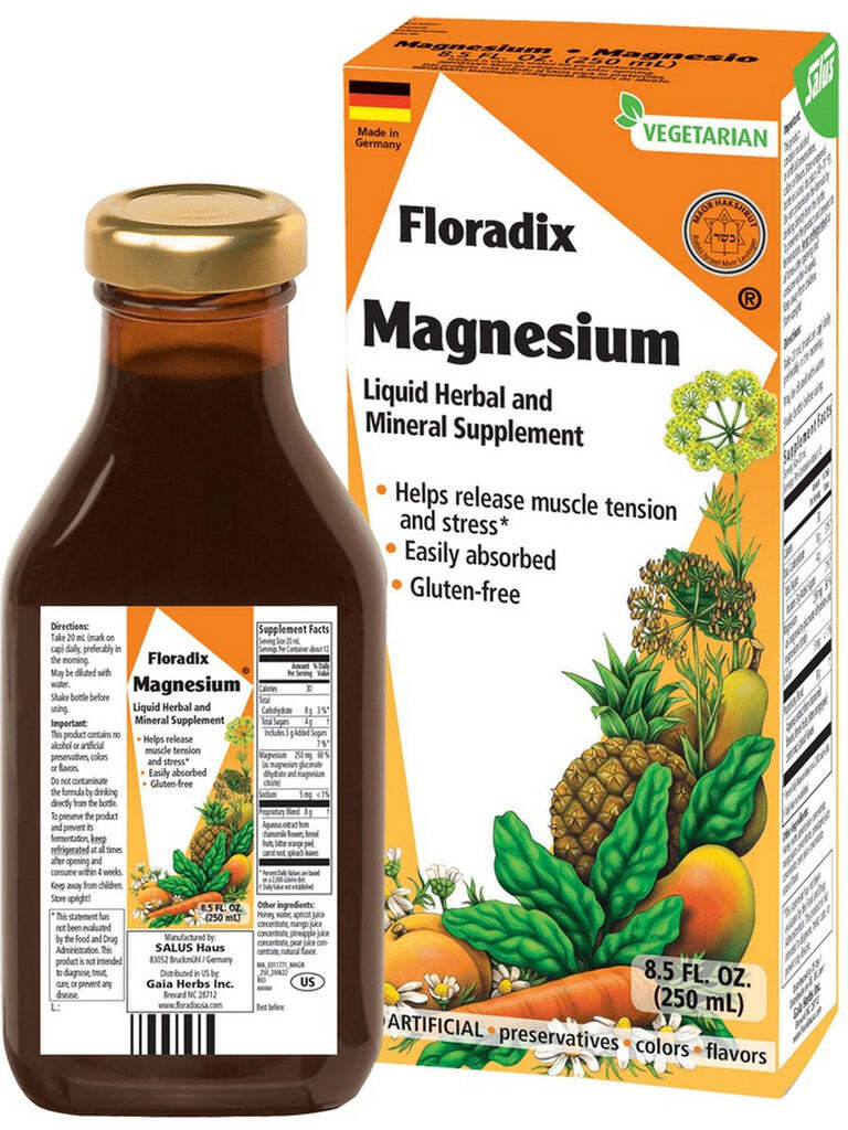 Floradix Magnesium Liquid Herbal and Mineral Supplement Gluten Free 8.5 Fl Oz