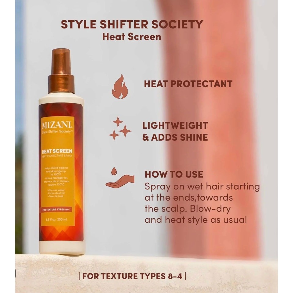 MIZANI Style Shifter Society Heat Screen Heat Protectant Spray 8.5 fl oz New