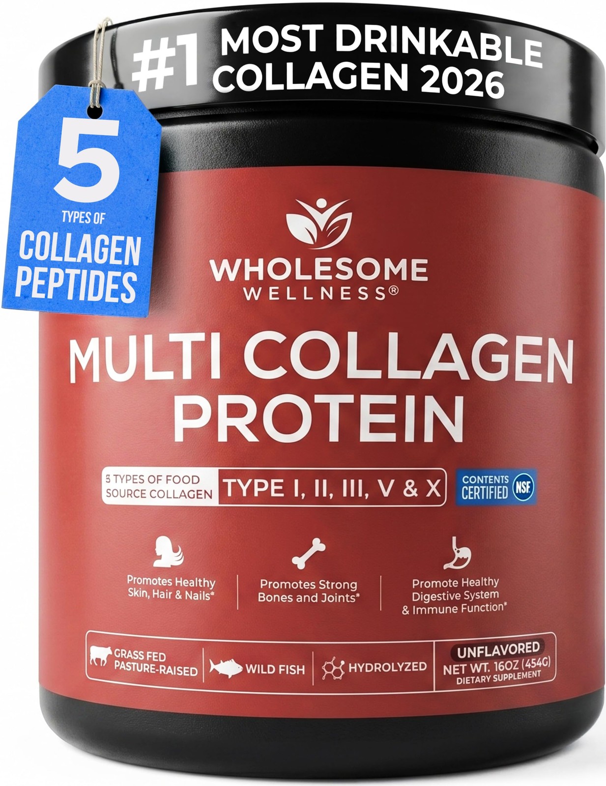Wholesome Wellness Premium Multi Collagen Peptides Protein Powder for Women