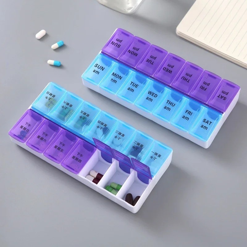 ATB Am Pm 7 Day Pill Box Organizer Medicine Tablet Daily Vitamin Case