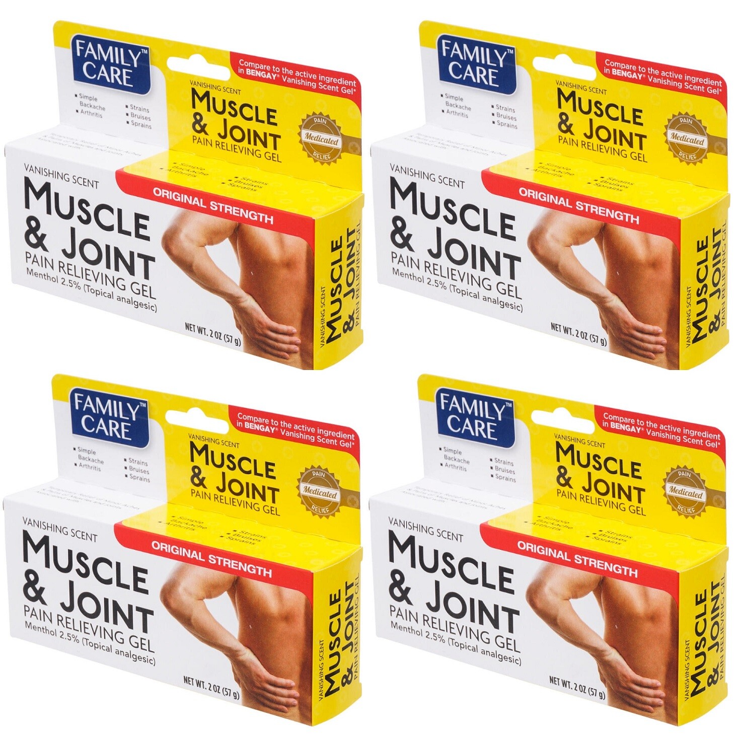 4 Family Care Muscle & Joint Pain Relieving Gel Original Strength 2 oz 03/2026