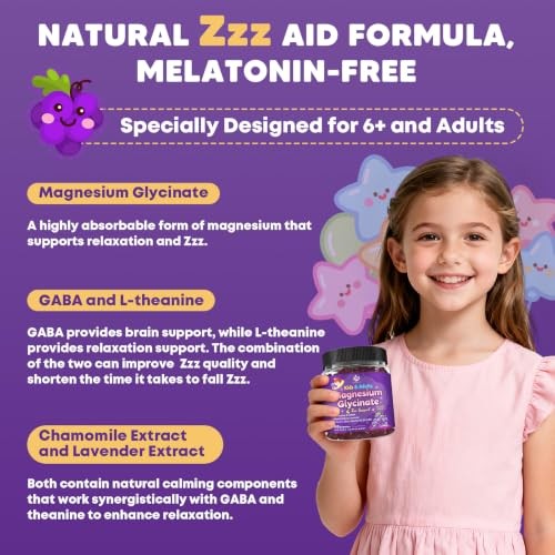 Magnesium Glycinate Gummies 200mg Sleep Support Kids Adults 60ct