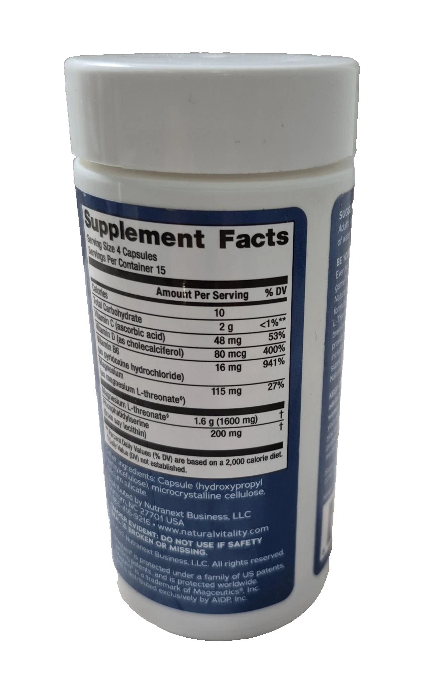 Natural Vitality Focus, Magnesium Memory & Cognition 60 Count Exp 05/31/2026
