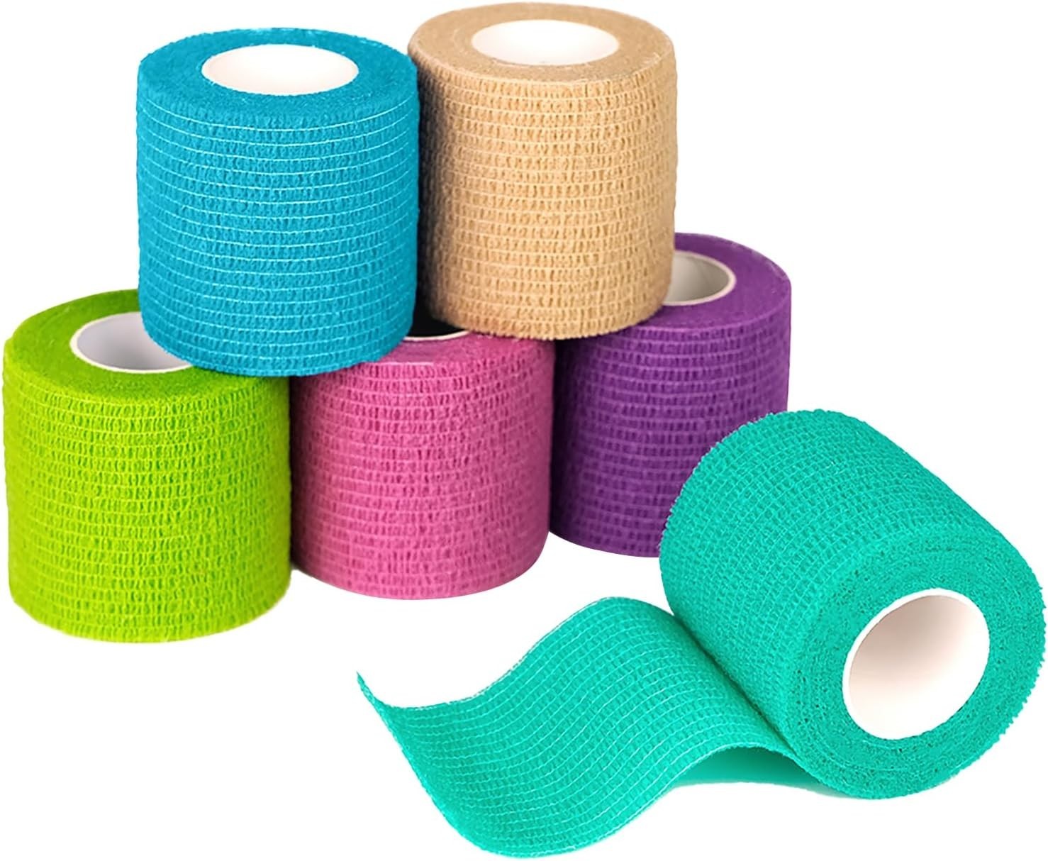 Self-Adhesive Rainbow Bandage Wrap – 6 Rolls of 2″ x 5 Yards for Active Kids
