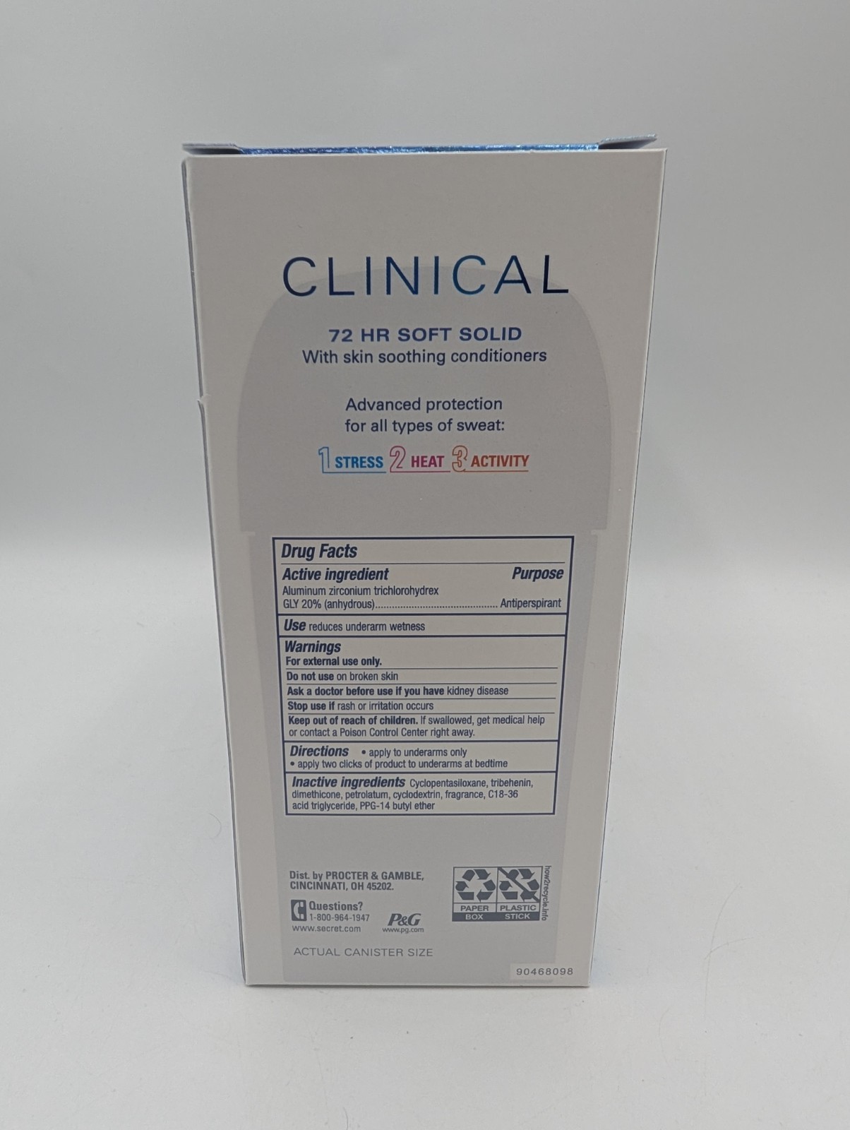 5 Pack Secret Clinical 72 HR Soft Solid Waterproof 2.6 oz exp 05/2027