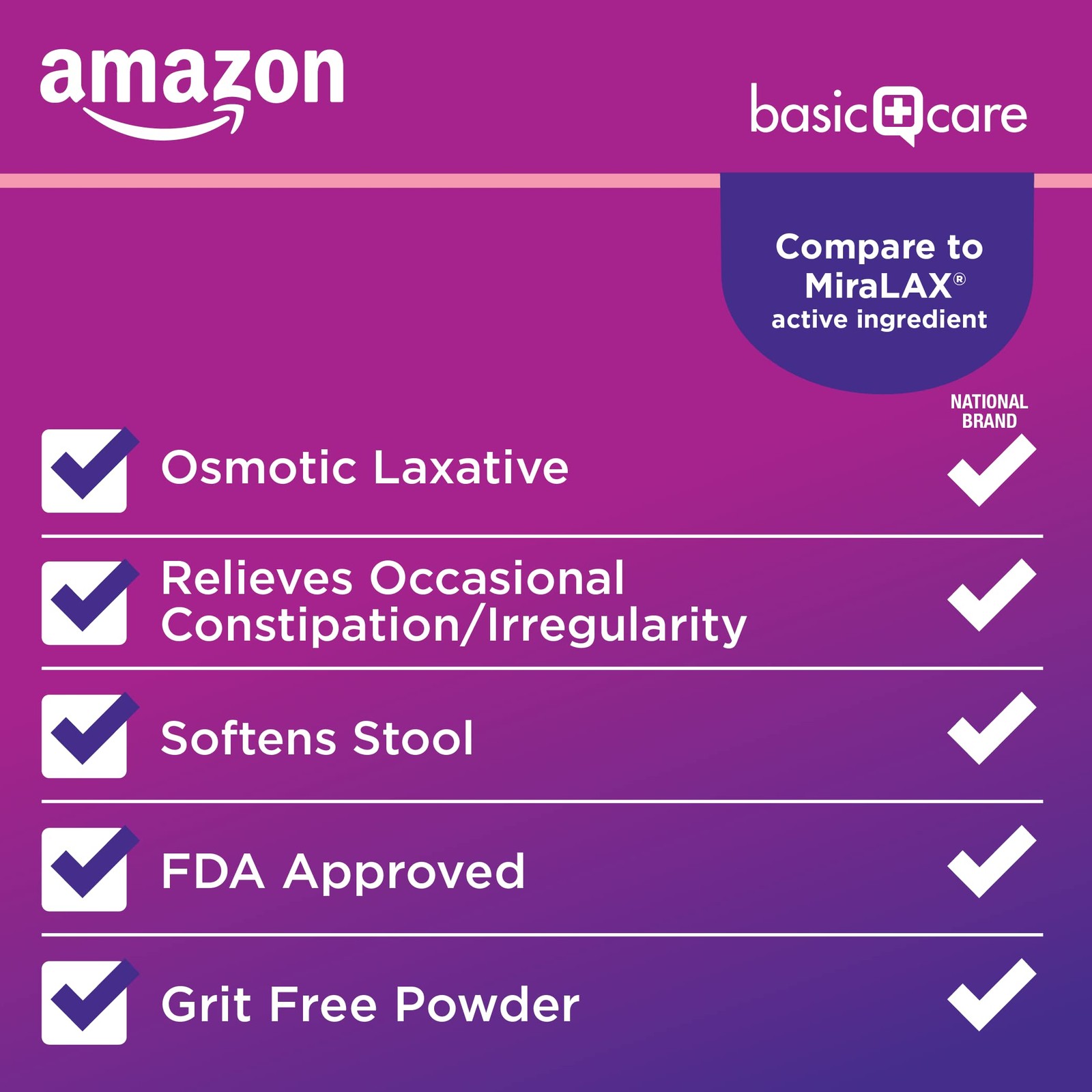 Amazon Basic Care ClearLax Polyethylene Glycol 1.68 Pound (Pack of 1), White