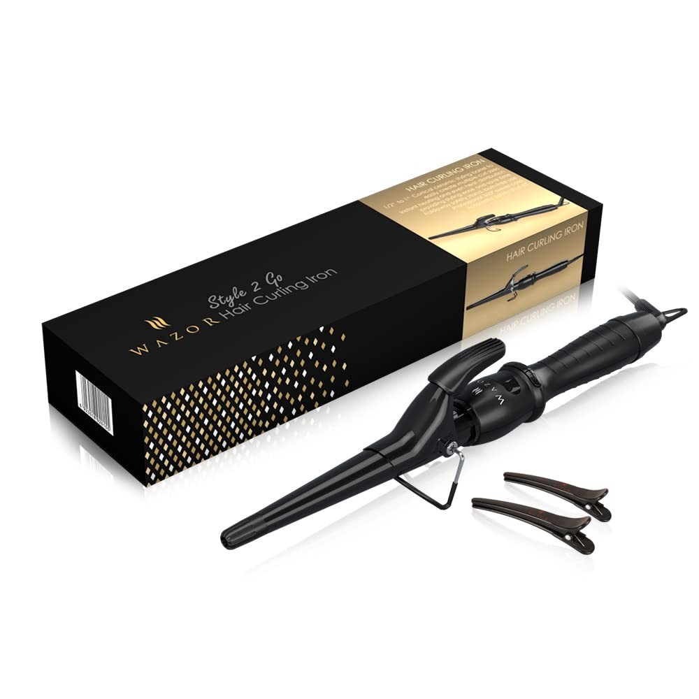 Tapered Curling Wand 1.5″ Ceramic Hair Curler, Fast Heat, Multiple Temp Settings