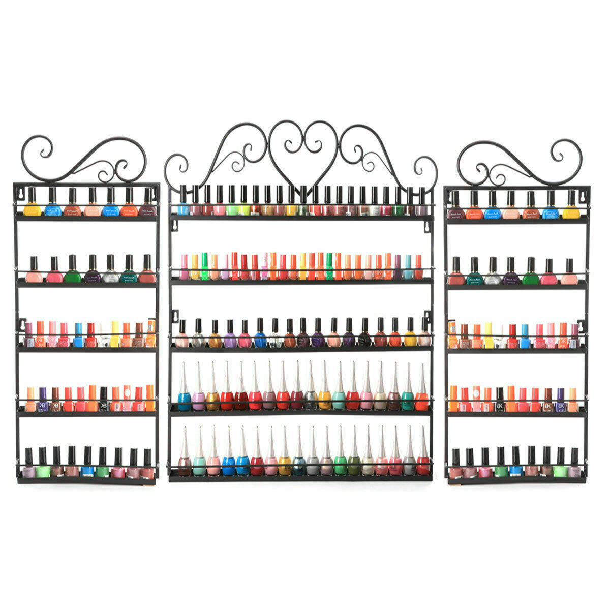 Metal 5 Tier Nail Polish Rack Wall Mounted Display Organizer Holder Stand Assemb